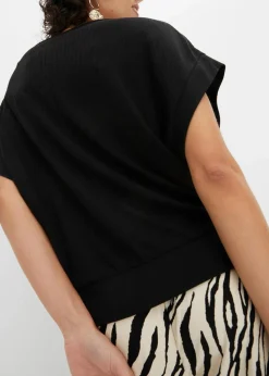 Rippshirt mit Fledermausärmeln