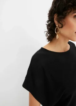 Rippshirt mit Fledermausärmeln