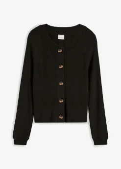 Ripp-Strickjacke in Viskose-Mix