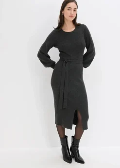 Ripp-Strickkleid aus fließendem Viskose-Mix