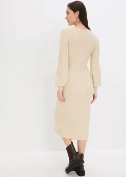 Ripp-Strickkleid aus fließendem Viskose-Mix