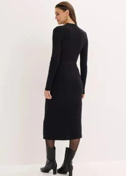 Ripp-Strickkleid aus Viskose-Mix