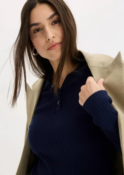 Ripp-Strickpullover aus Viskose-Mix