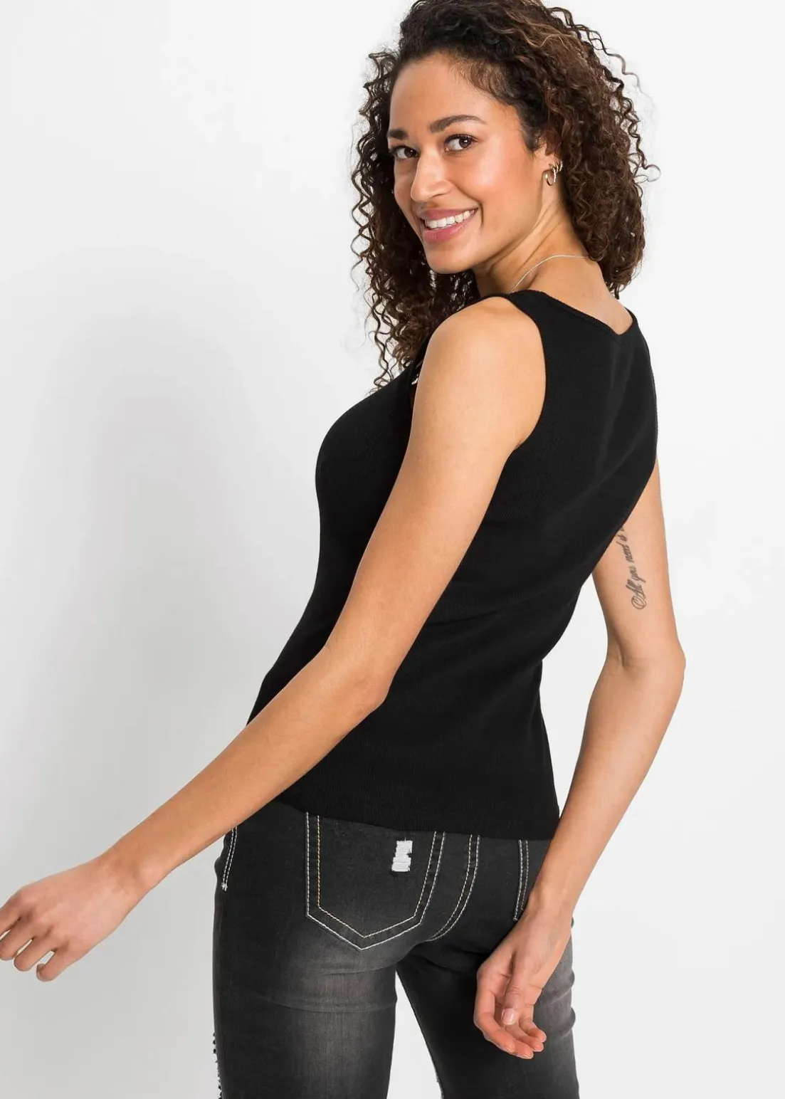 Ripp-Top mit Reißverschluss