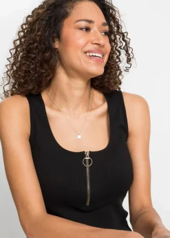 Ripp-Top mit Reißverschluss