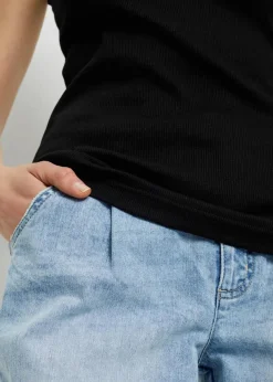 Ripp-Top mit Spitzenborte