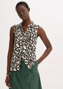 ärmelloses Poloshirt mit Raffung