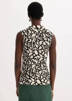 ärmelloses Poloshirt mit Raffung