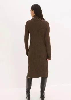 Rollkragen Rippstrickkleid