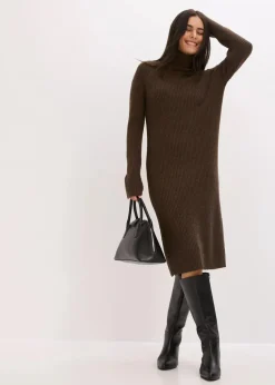 Rollkragen Rippstrickkleid