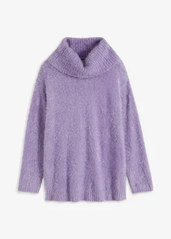 Rollkragenpullover aus weichem Federgarn