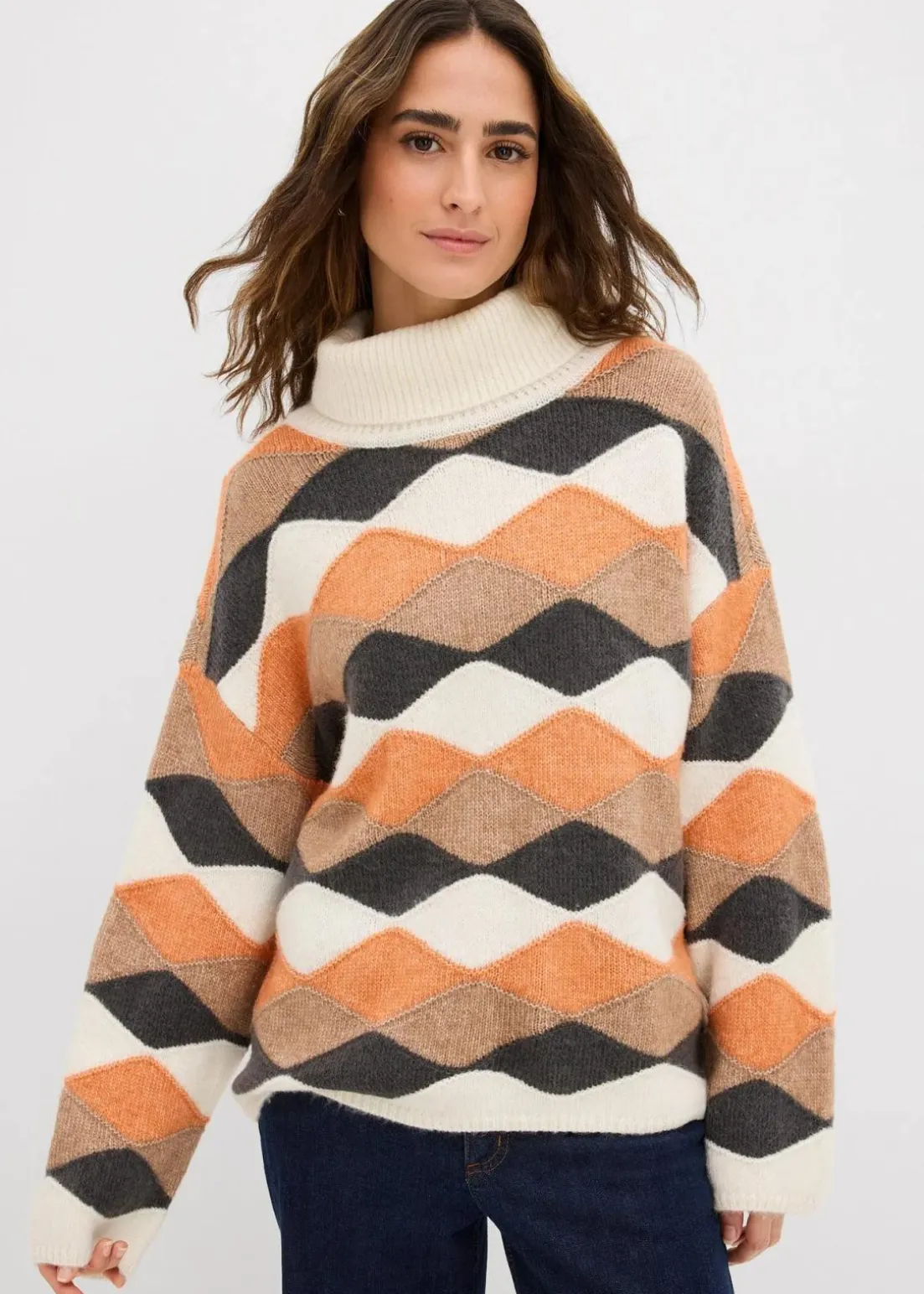 Rollkragenpullover mit Muster