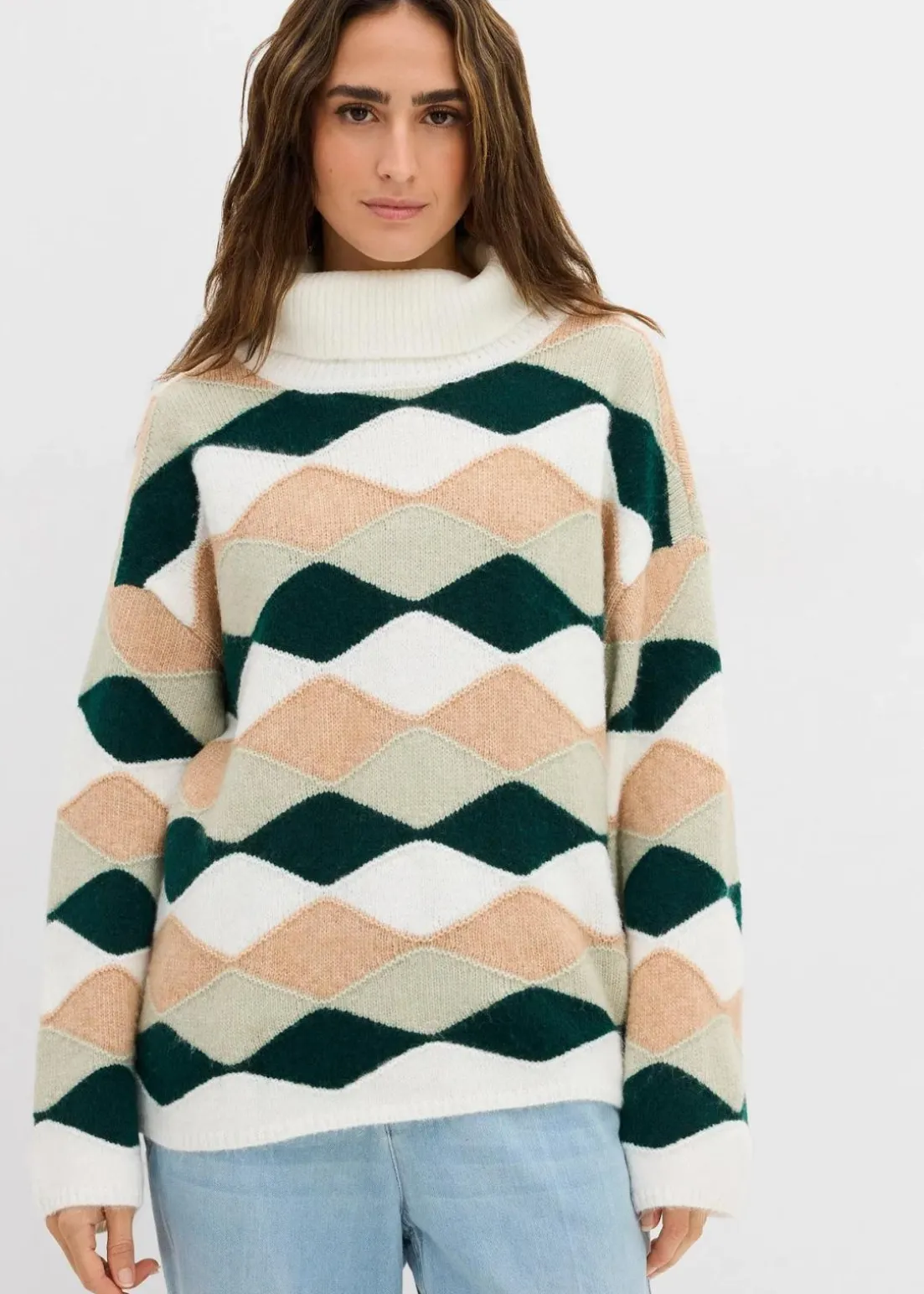 Rollkragenpullover mit Muster