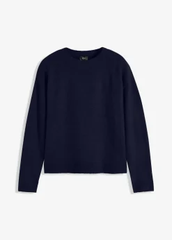 Rundhalspullover mit überschnittener Schulter