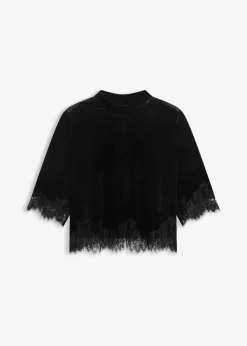 Samtshirt mit Spitze