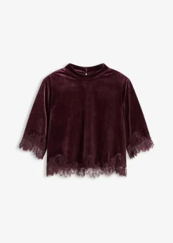 Samtshirt mit Spitze
