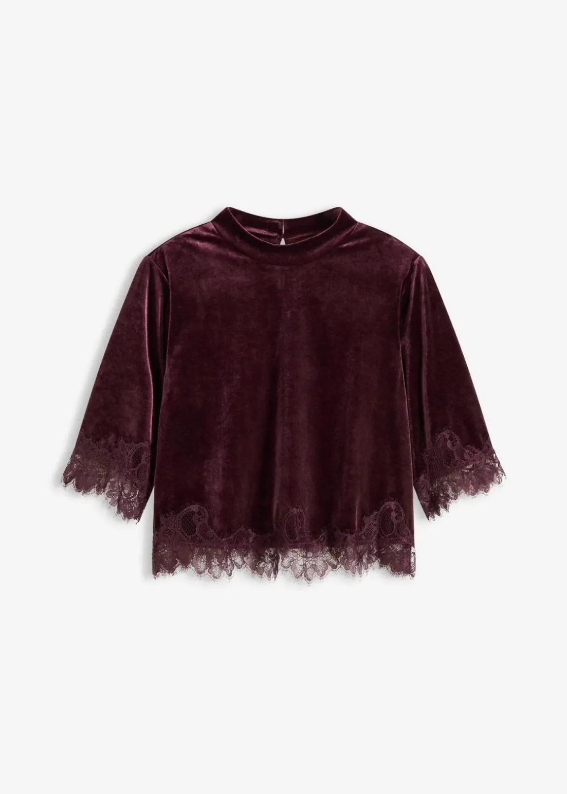 Samtshirt mit Spitze