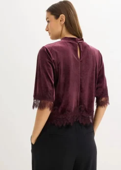 Samtshirt mit Spitze