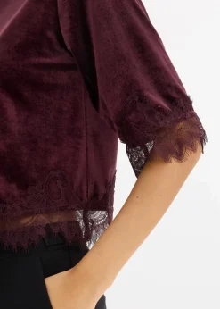 Samtshirt mit Spitze