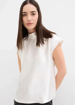 Satin Blusentop mit halbhohem Kragen