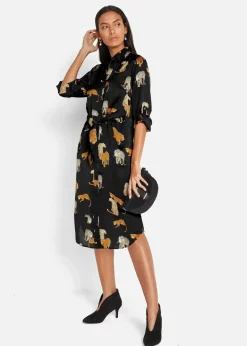 Satin Hemdblusenkleid