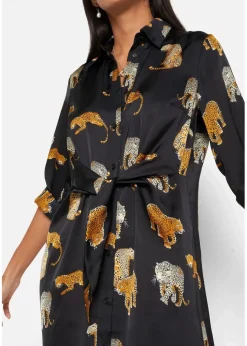 Satin Hemdblusenkleid