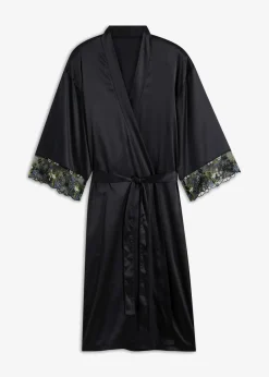 Satin Kimono mit Stickerei