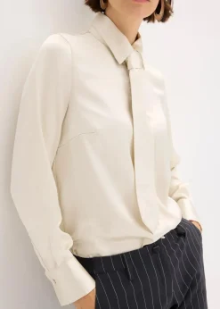 Satinbluse mit abnehmbarer Krawatte (2-tlg.)