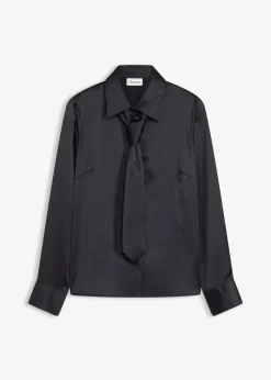 Satinbluse mit abnehmbarer Krawatte (2-tlg.)