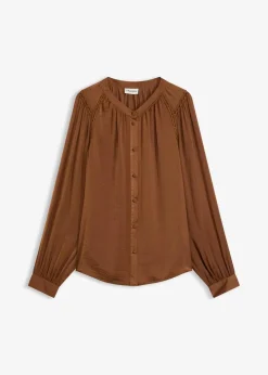 Satinbluse mit Spitzenbändern