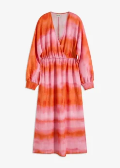 Satin-Midikleid mit Batik-Print