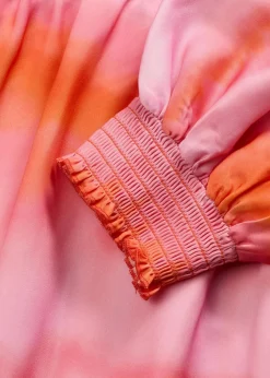 Satin-Midikleid mit Batik-Print