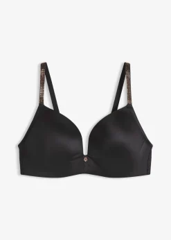 Schalen-BH ohne Bügel mit glitzernden Trägern