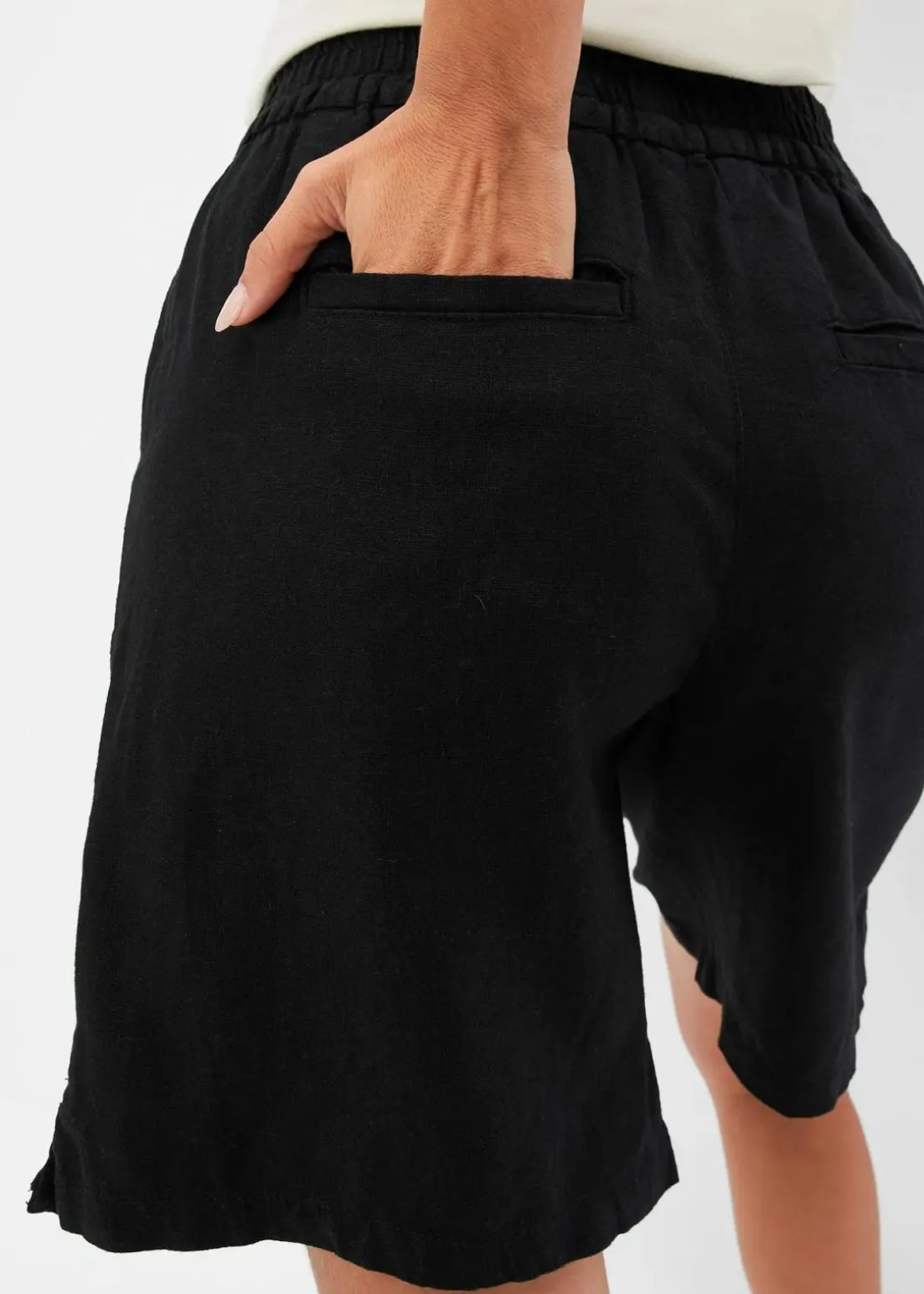 Schlupf-Bermuda aus luftigem Leinen-Mix