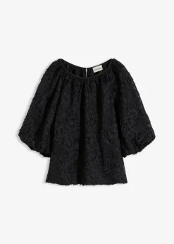 Schlupfbluse mit strukturiertem Blumen-Muster​