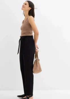 Schlupfhose aus luftigem Leinen-Viskose-Mix