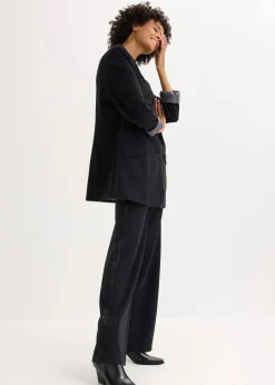 Schlupfhose aus Punto di Roma mit Glitzersteinchen