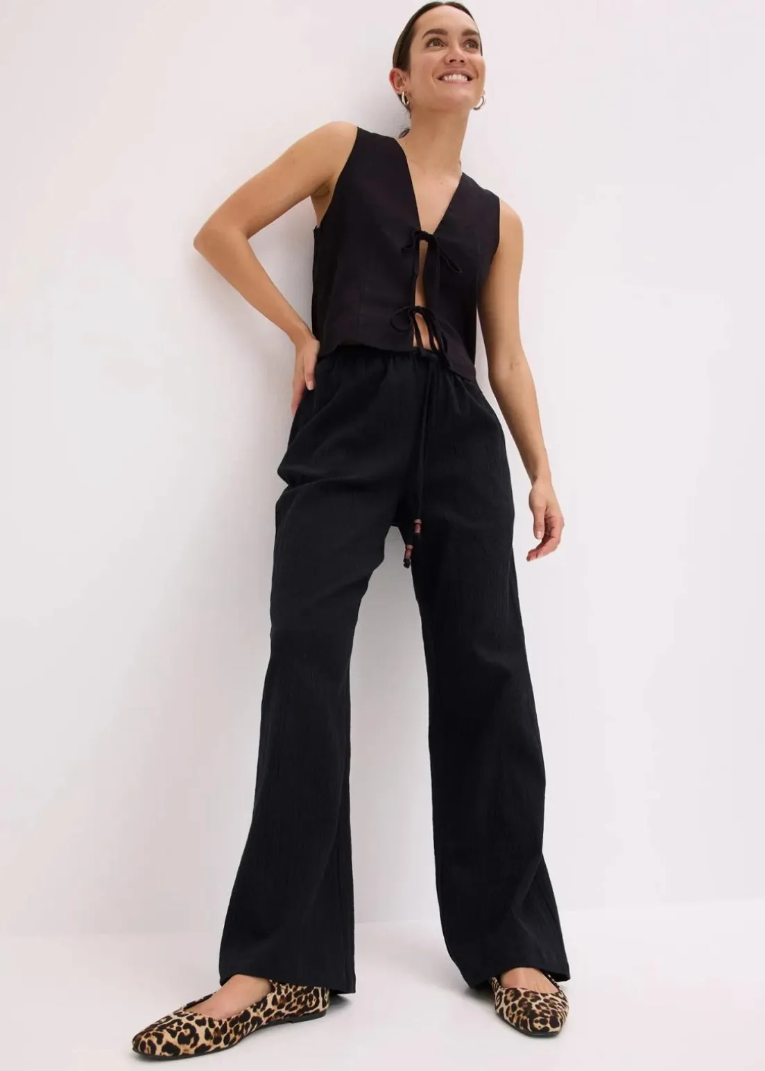 Schlupfhose aus strukturiertem Crinkle