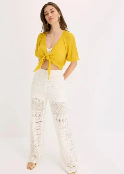 Schlupfhose mit Lochstrickmuster