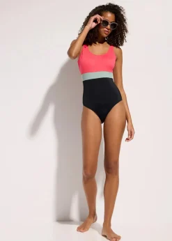 Schnelltrocknender Badeanzug mit Colorblocking