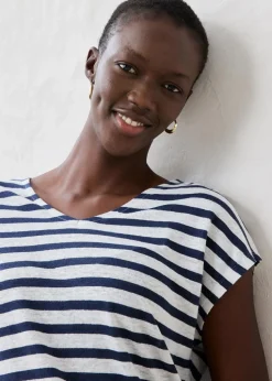 Shirt aus reinem Leinen mit Fledermausärmeln