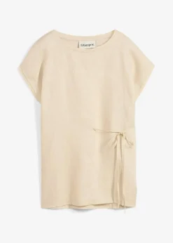 Shirt aus reinem Leinen mit Webbesatz