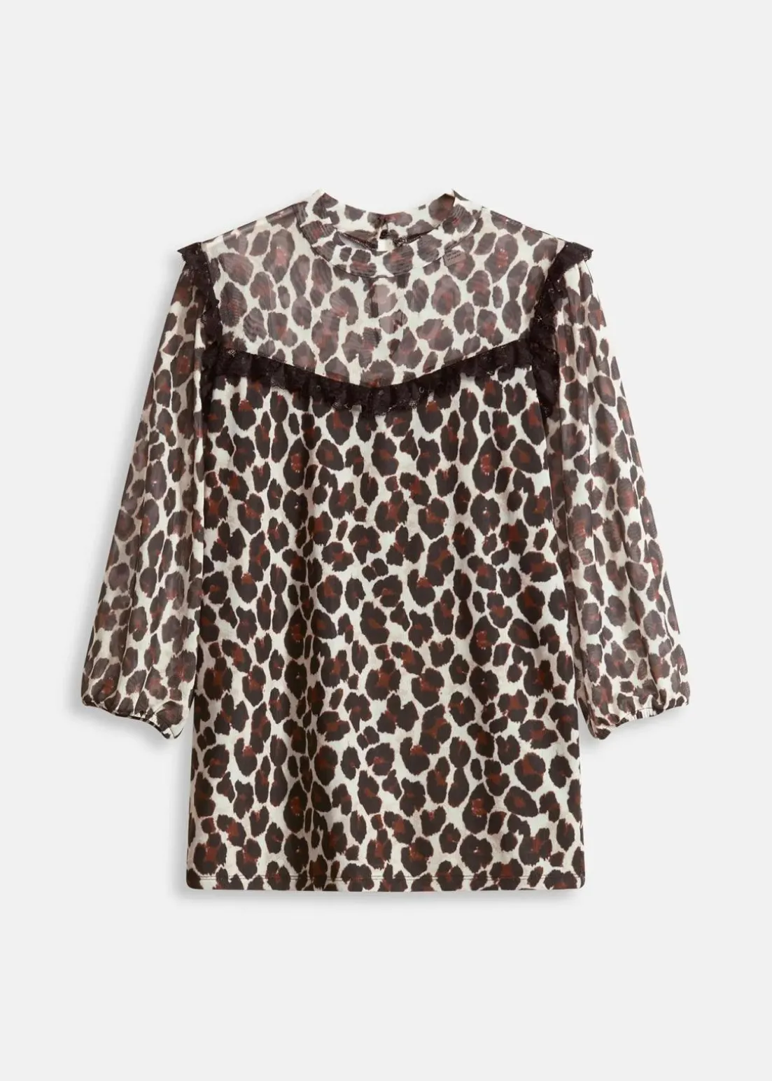 Shirt aus softem Mesh mit Spitze