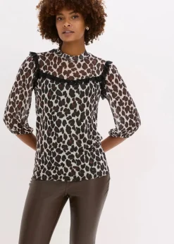 Shirt aus softem Mesh mit Spitze