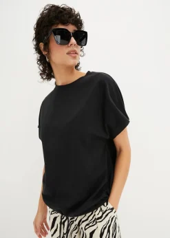 Shirt mit Bindedetail am Saum aus Baumwolle-Viskose-Mix