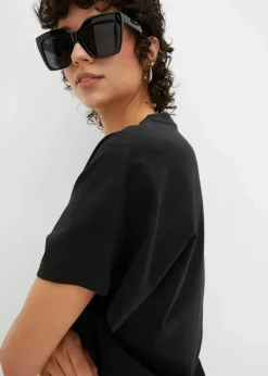 Shirt mit Bindedetail am Saum aus Baumwolle-Viskose-Mix