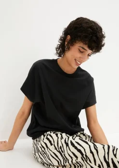 Shirt mit Bindedetail am Saum aus Baumwolle-Viskose-Mix