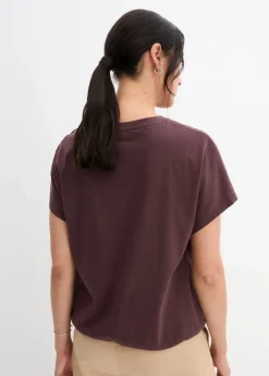 Shirt mit Bindedetail am Saum aus Baumwolle-Viskose-Mix