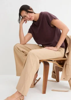 Shirt mit Bindedetail am Saum aus Baumwolle-Viskose-Mix