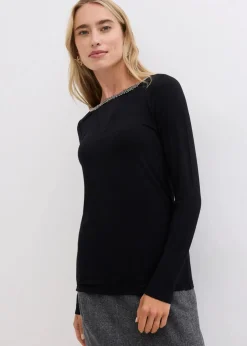 Shirt mit Mesheinsatz und Glitzersteinchen